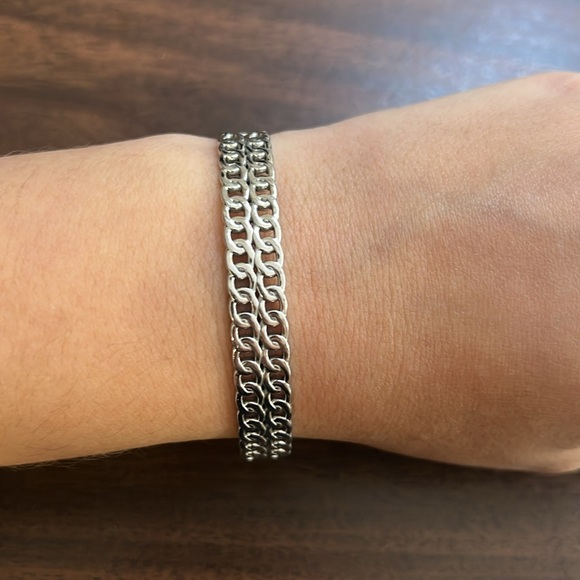 stainless steel chain style bangle cuff bracelet - Picture 1 of 4